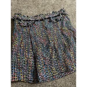 Trina Turk Multicolor Tweed Fringe Mini Skirt Size 10 Preppy Clueless Y2K